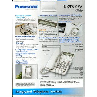Panasonic KX TS108W Corded Phone with Clock, White  Corded Telephones  Electronics