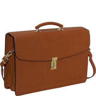 Jack Georges Belting Collection Double Gusset Flapover Briefcase w/Combination Lock