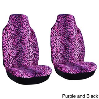 Oxgord Leopard / Cheetah 2 Piece Integrated Bucket Seat Cover Set for High Back Sport Seats Auto Interior Accessories