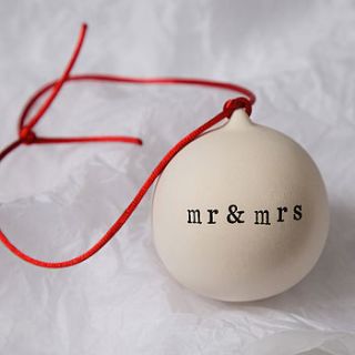 mr and mrs ceramic bauble by twenty seven