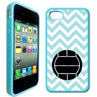 Love Vollyball Aqua Zig Zag Cute Hipster Aqua Silicon Bumper iPhone 4 Case Fits iPhone 4 & iPhone 4S Cell Phones & Accessories