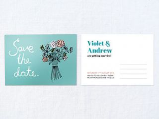 x 30 whimsical wedding save the dates by hollyhock lane