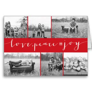 Love Peace Joy Multi Grid Holiday Photo Greetings Greeting Card