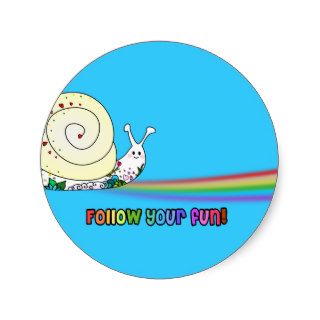 Follow Your Fun Cute Snail Rainbow Stickers