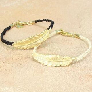 golden feather bracelet by lisa angel