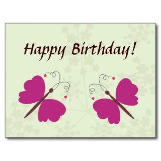 Happy Birthday with colorful butterflies. Postcards