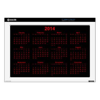 Black and Red 2014 Calendar Skin For 17" Laptop