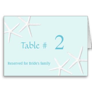 Aqua Starfish Table Number Cards