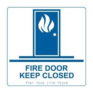 ADA Fire Door Keep Closed Braille Sign RRE 255 99 BLUonWHT  Business And Store Signs 