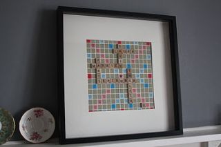 large personalised word tile art by vintage touch