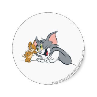 Tom and Jerry Best Buds Round Stickers