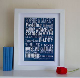 personalised wedding print by milly's cottage