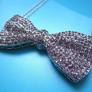 crystal bow necklace by ilovehearts