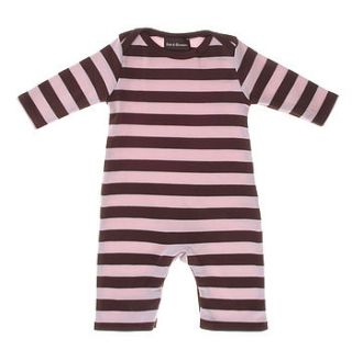 pale pink & brown striped cotton sleepsuit by bob & blossom ltd