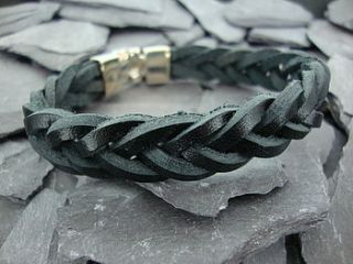 men's plaited leather bracelet by summer and silver
