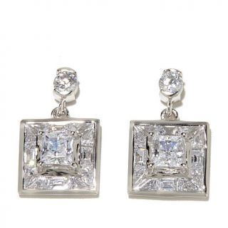 2.66ct Absolute™ Princess and Channel Set Baguette Drop Earrings