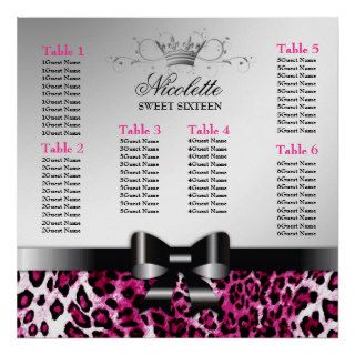 311 Bowlicious Hot Pink Leopard Seating Chart Poster