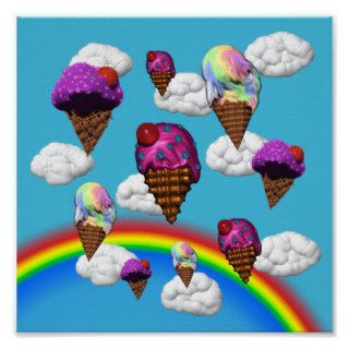 Rainbow Ice Cream Cones Sky Print