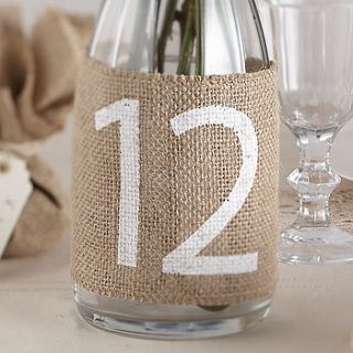 vintage style hessian table numbers by ginger ray