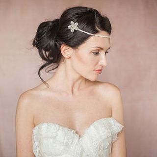 silvie pearl and crystal flower hairpins by britten weddings