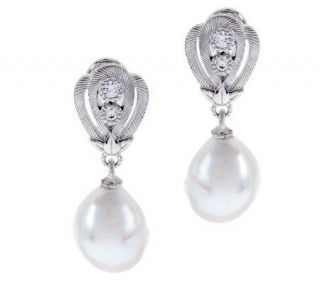 Judith Ripka Sterling 11mm Baroque Cultured Pearl Drop Earrings —