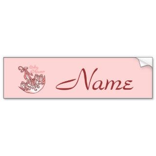 Custom Name Pink Girl Baby Shower Bumper Stickers