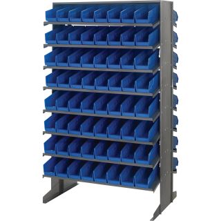 Quantum Storage Double Sided Rack With 128 Bins — 24in. x 36in. x 60in. Size, Blue, Model# QPRD-101 BL  Double Sided Bin Units