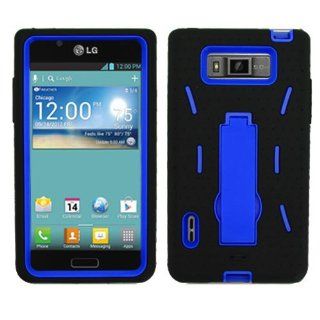 Hybrid Case Black soft skin with Blue Hard Stand for Lg Optimus L7 / P700 / P705g Cell Phones & Accessories