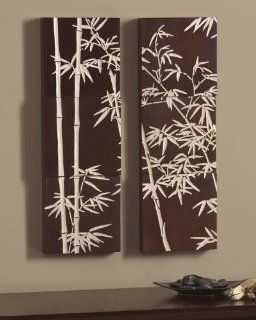 2pcs Tiered Bamboo Wood Art Wall Decor in Espresso Finish  
