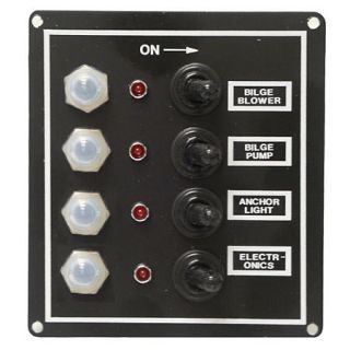 Waterproof 4 Gang Toggle Switch Panel w/LED Indicators 71708