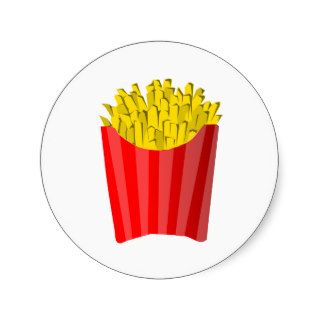 French Fries Round Stickers