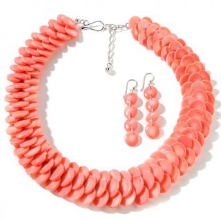 Jay King Coral Sterling Silver Earrings and 18" Necklace Set