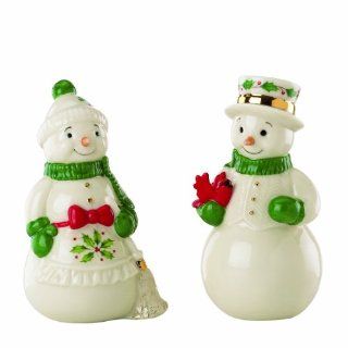Lenox Holiday Snowman & Snow Woman Salt & Pepper Set Kitchen & Dining