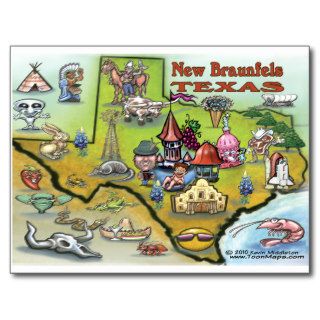 New Braunfels TEXAS Map Post Card