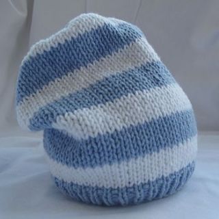 stripey slouchy baby hat by yummy art and craft