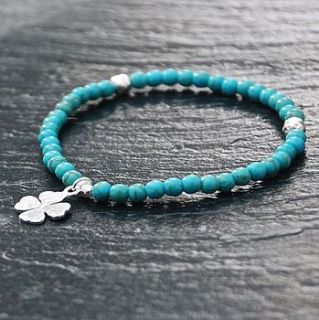 handmade clover leaf and turquoise bracelet by penelopetom direct ltd