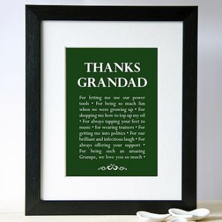 personalised 'thanks dad' print by elephant grey
