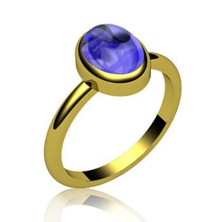 yellow gold oval iolite ring by flawless jewellery
