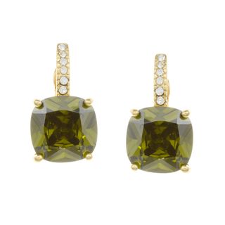 City Style Goldtone Green and White Cubic Zirconia Earrings City Style Cubic Zirconia Earrings