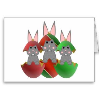 Gray Bunny In A Christmas Ornaments Greeting Card