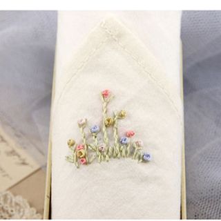 hand embroidered women's flower bud hankie by tamielle