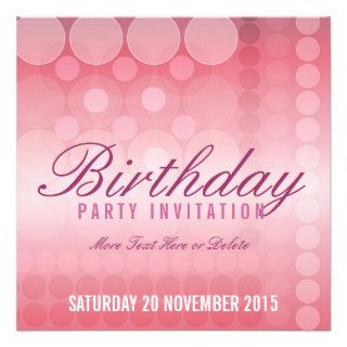 Pink Dream Bubbles Party Birthday Invitation