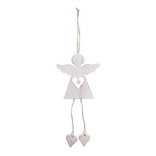 white wash hanging angel by little red heart