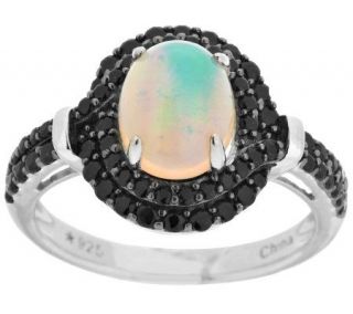 1.70 ct tw Ethiopian Opal & Black Spinel Sterling Ring —
