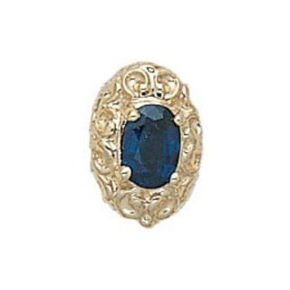 14k Yellow Gold Glatter Sapphire Victorian Bracelet Slide Charms Jewelry