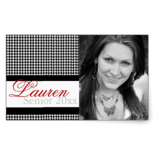 Graduation Houndstooth Photo Labels Personalized Rectangular Sticker