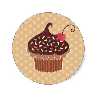 Chocolate & Cherry Cupcake Stickers