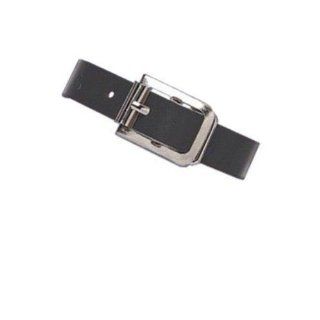 Black 5 3/8" x 3/8" Leather Luggage Strap with Nickel Buckle 