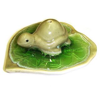 turtle on a leaf incense holder by hannah makes things