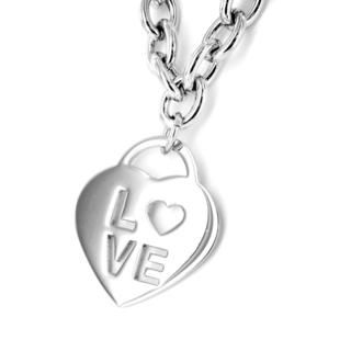 Stainless Steel 'Love' Heart Charm Necklace West Coast Jewelry Stainless Steel Necklaces